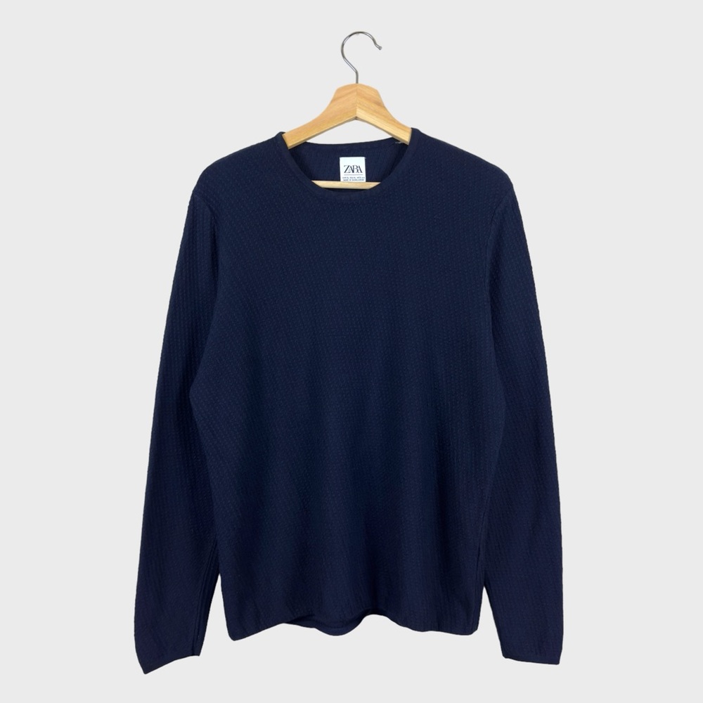 Zara Blue Crewneck Long-Sleeve Sweatshirt